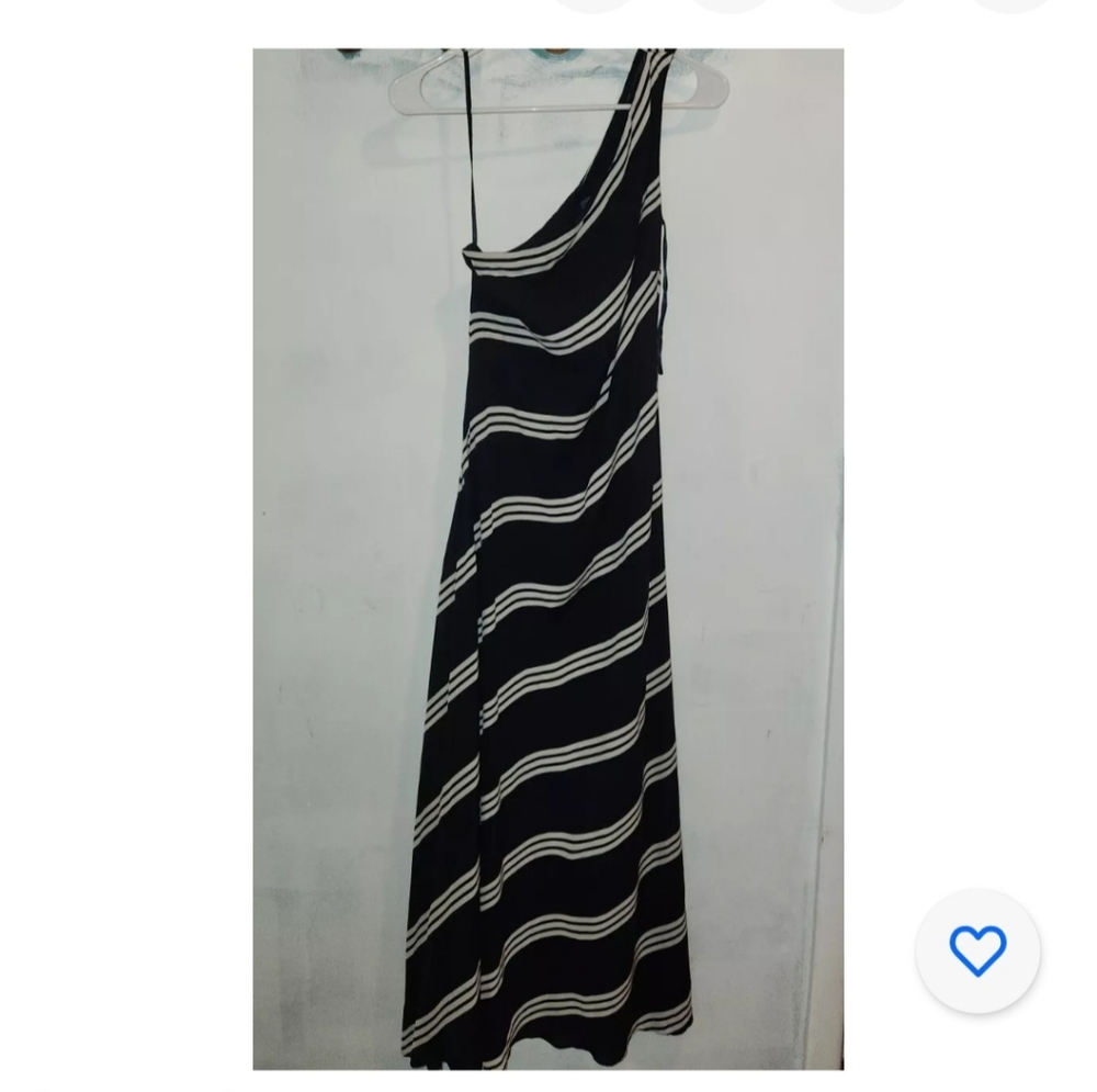 Ralph Lauren One Shoulder Maxi Dress - Silk Blue and White Size 4 - Picture 2 of 13